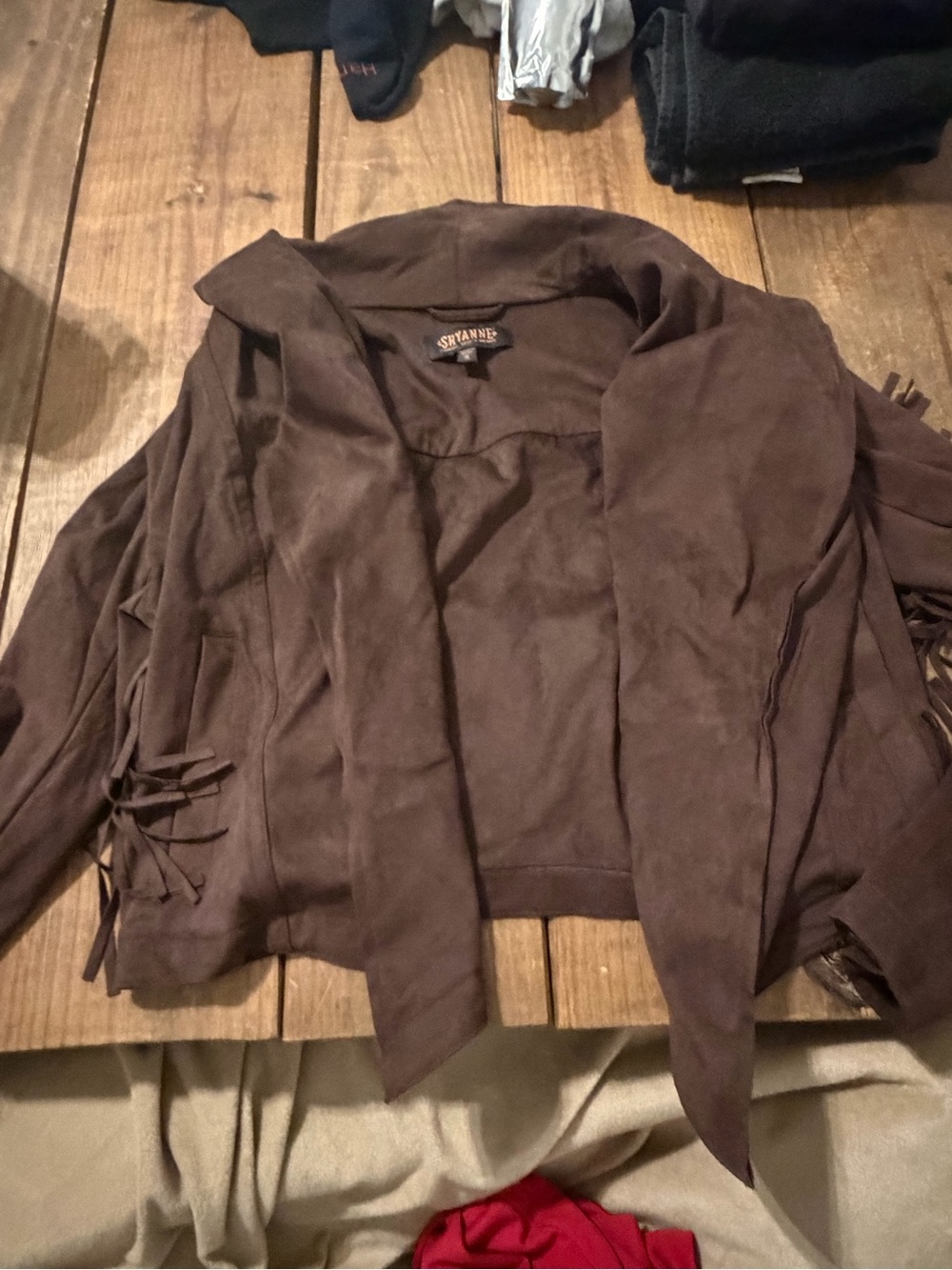 Shyanne Brown Fringe Suede Cropped Jacket